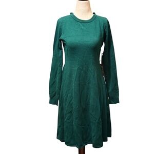 Vince Camuto Green Knit Fit and Flare Bow Back Sweater Dress XS NEW